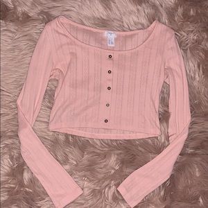 baby pink button long sleeve